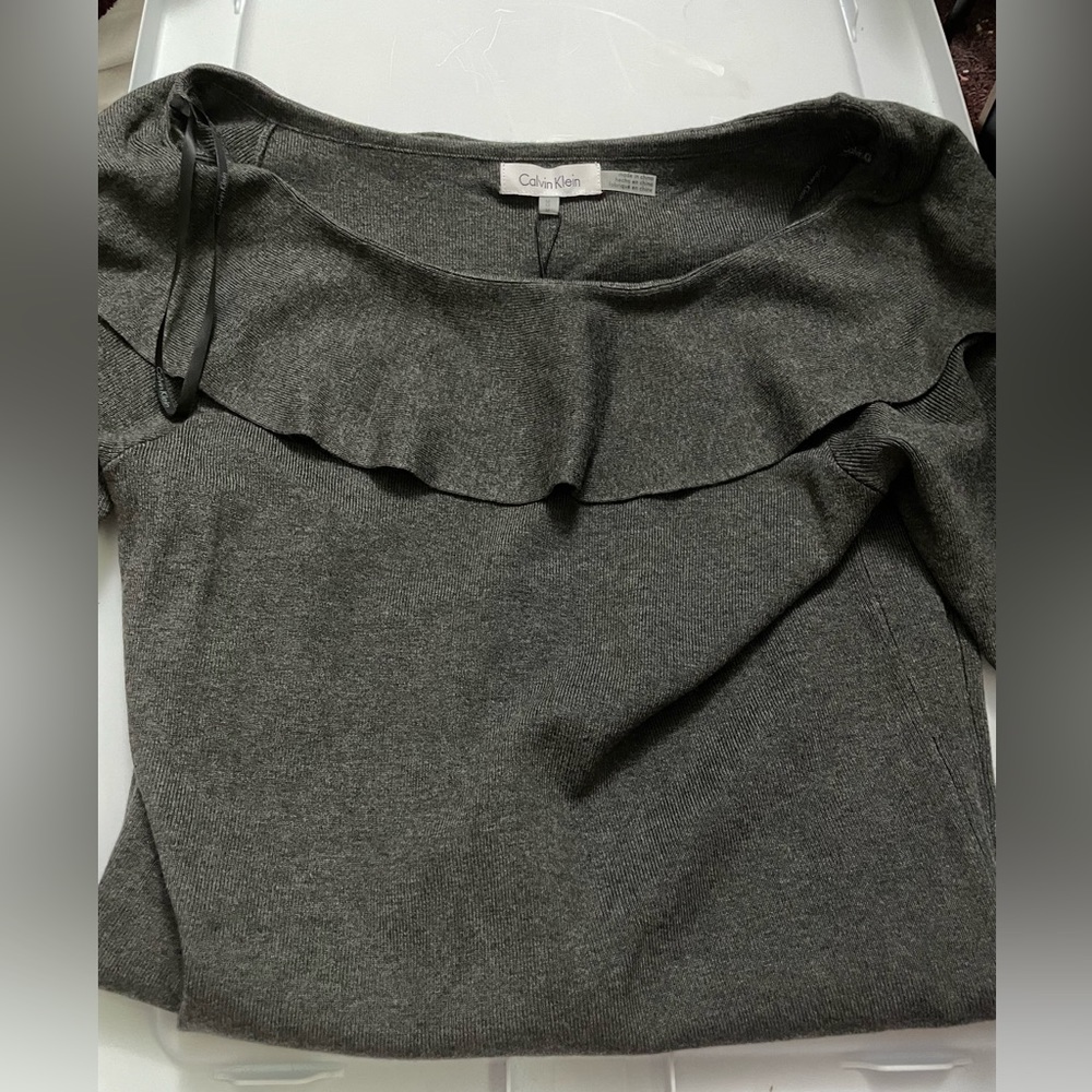 Grey Off Shoulder Calvin Klein Sweater